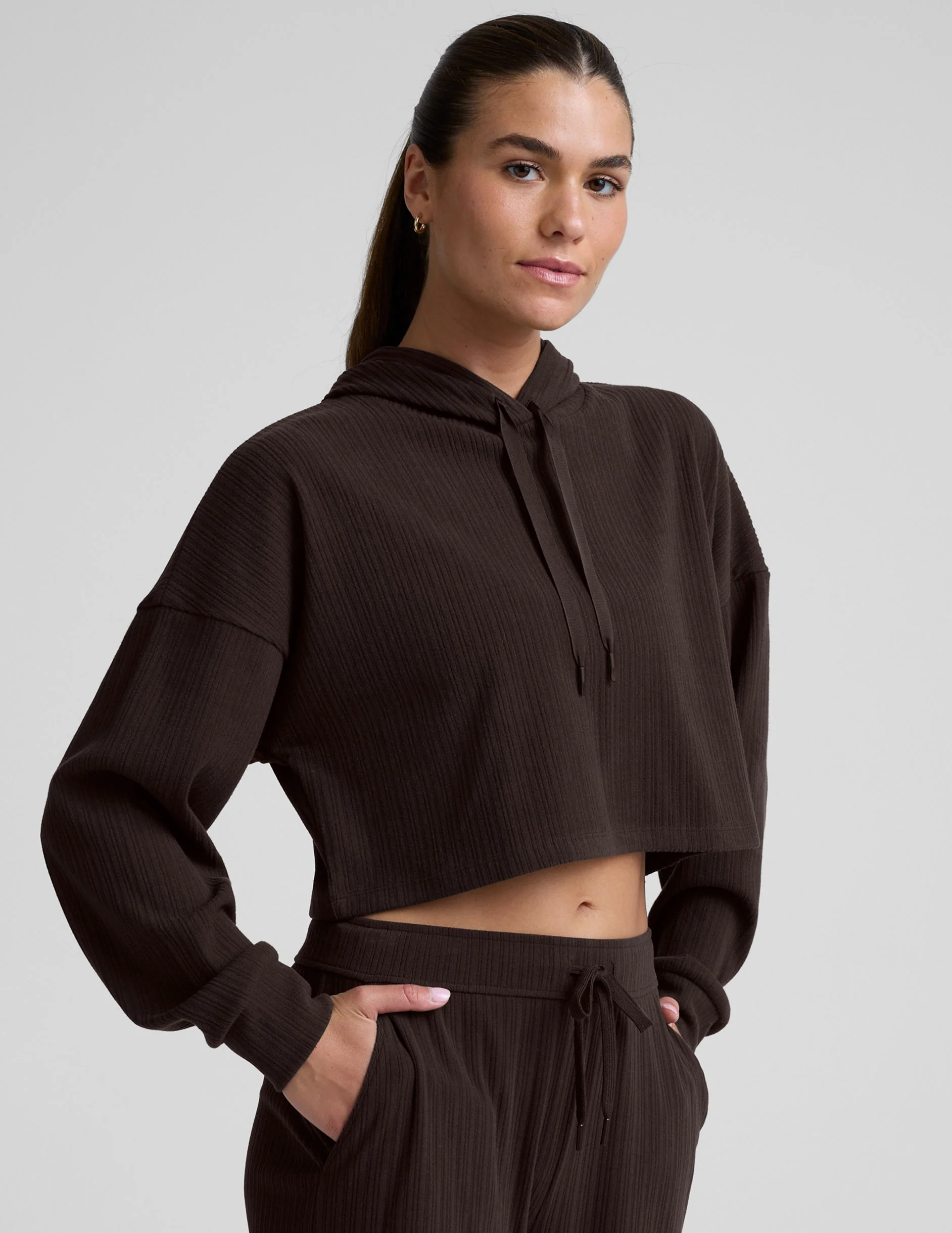 Breathe Easy Ribbed Cropped Hoodie - Image 4