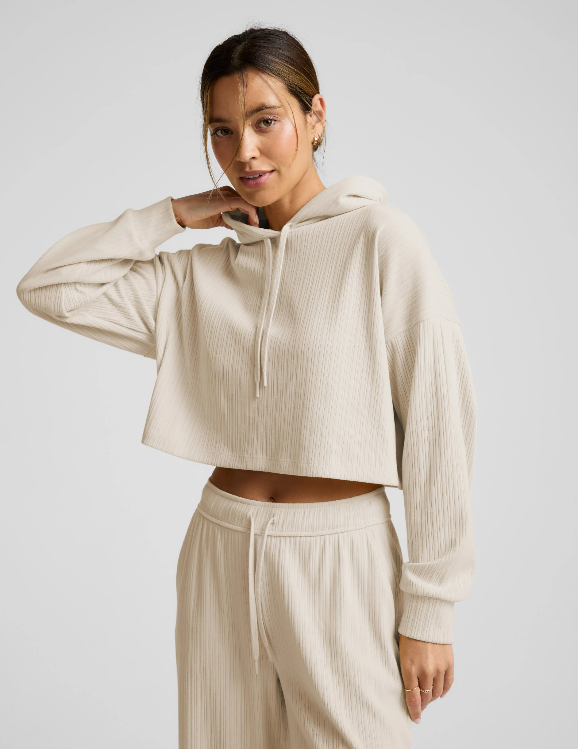 Breathe Easy Ribbed Cropped Hoodie - Image 2