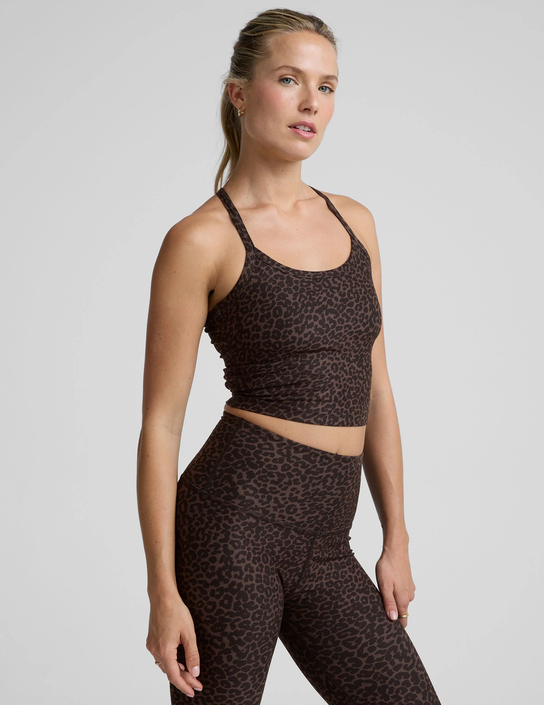 Espresso Leopard SoftMark Slim Racerback Cropped Tank - Image 4