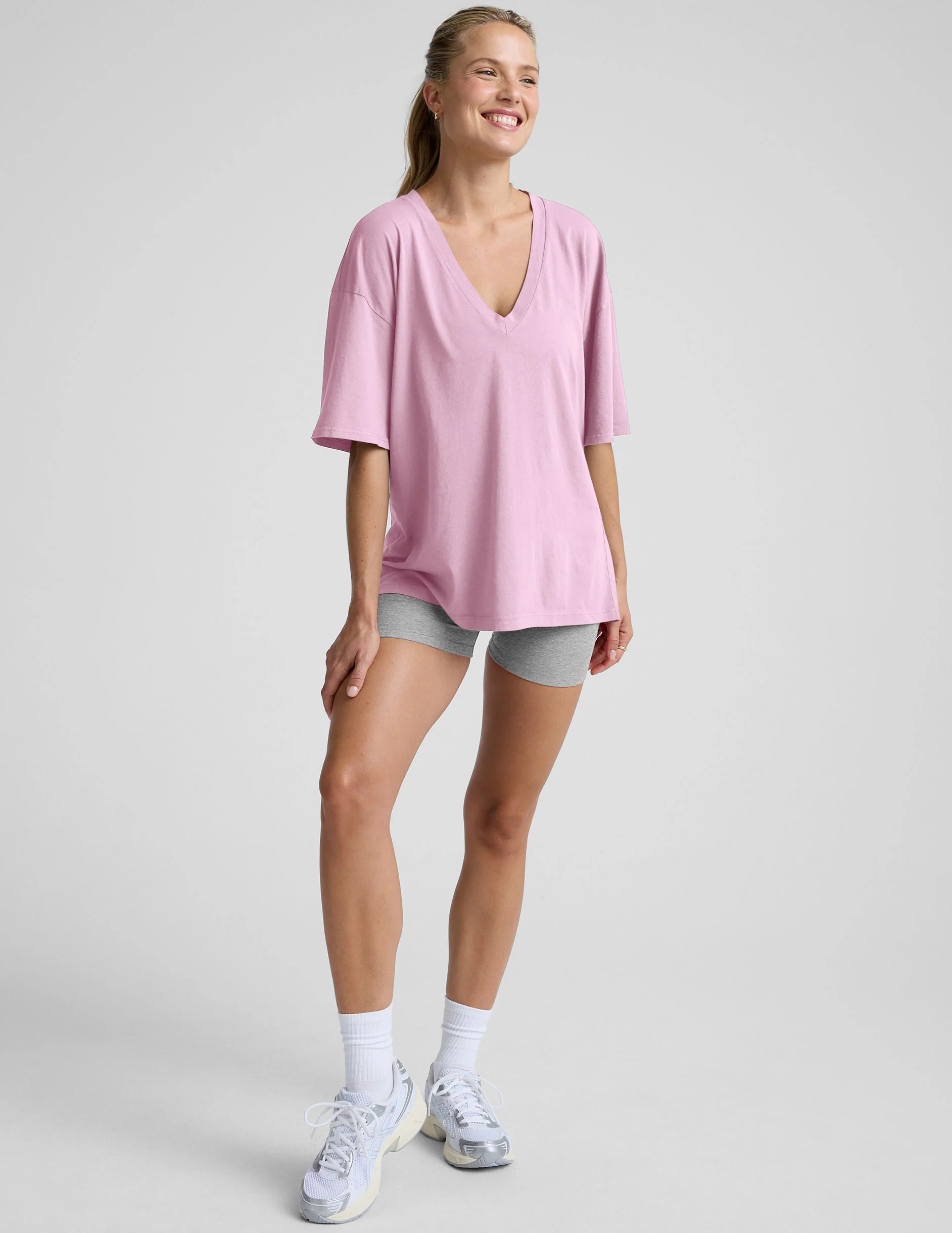 Oversized V-neck Cotton Tee - Image 5