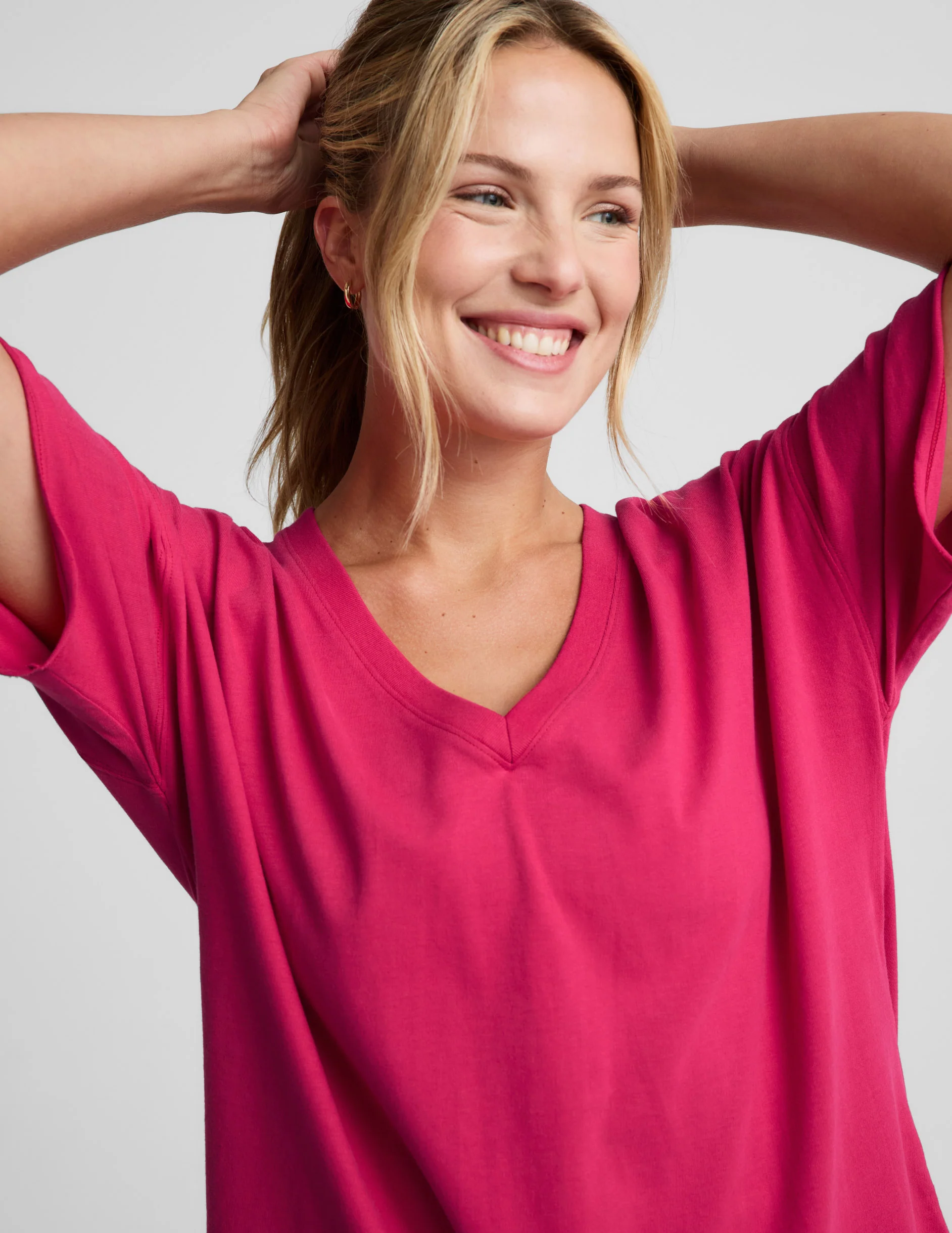 SoftKnit Better Than Ever Oversized V-Neck Cotton Tee - Image 2
