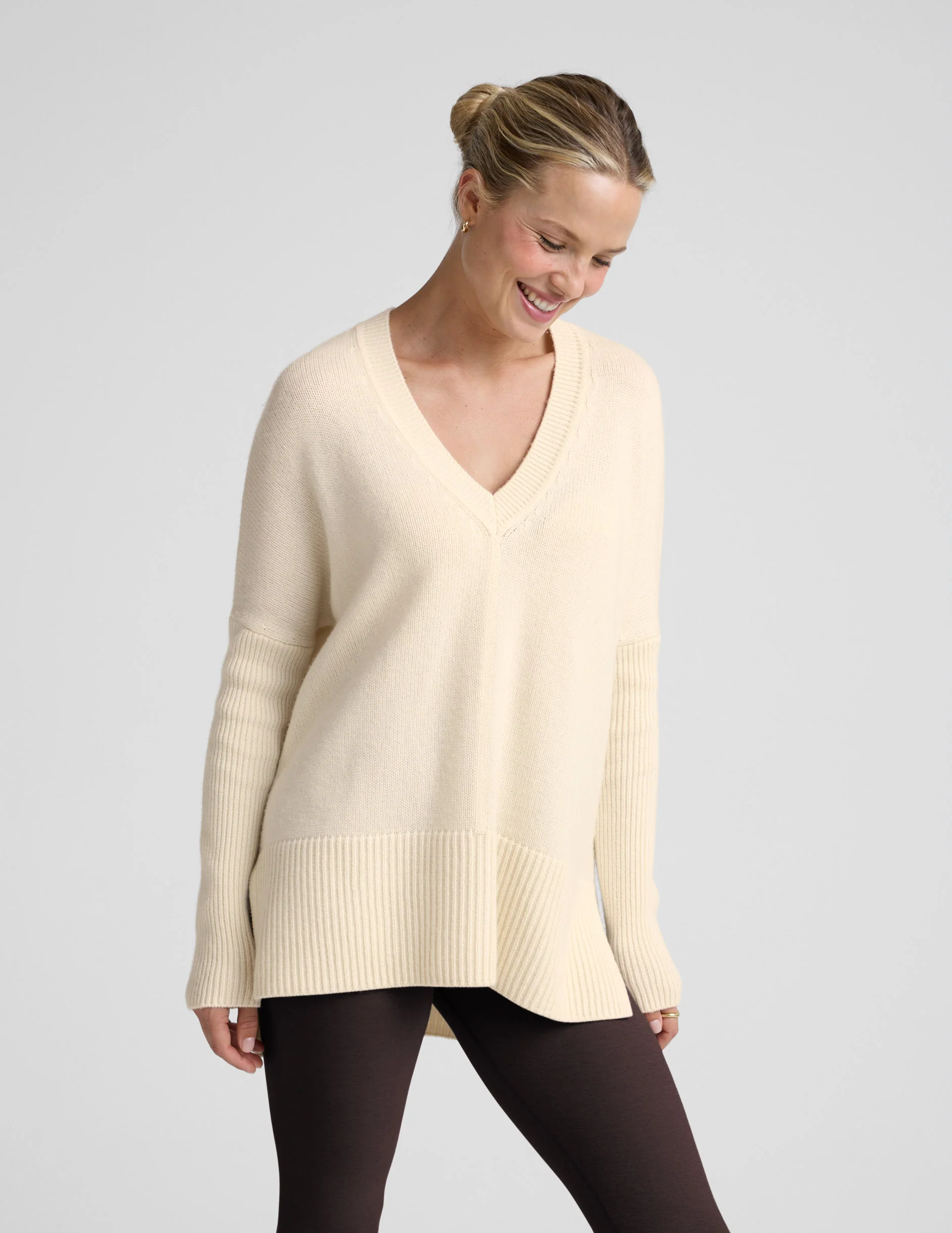 Wool-Cashmere V-Neck Sweater - Image 2